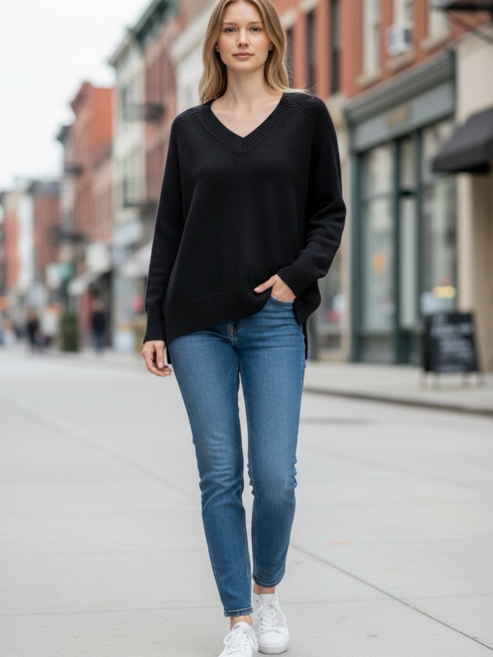 Nine West Black Sweater, fits oversized - Picture 2 of 4
